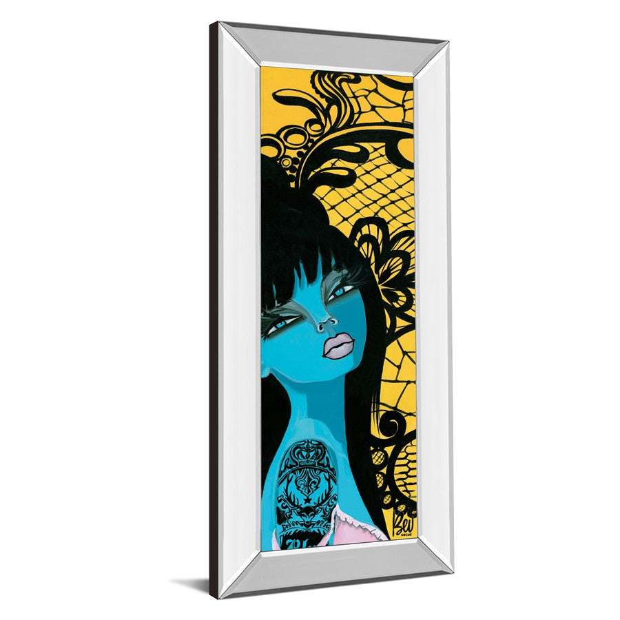 Classy Living Ink Chiffon I 18x42in Wall Art | Contemporary Graphic Art on Paper with Mirrored Frame | Living Room & Office Decor | 18 x 42 | Model 1351MF