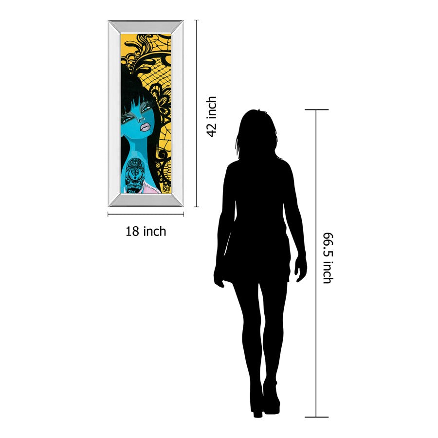 Classy Living Ink Chiffon I 18x42in Wall Art | Contemporary Graphic Art on Paper with Mirrored Frame | Living Room & Office Decor | 18 x 42 | Model 1351MF