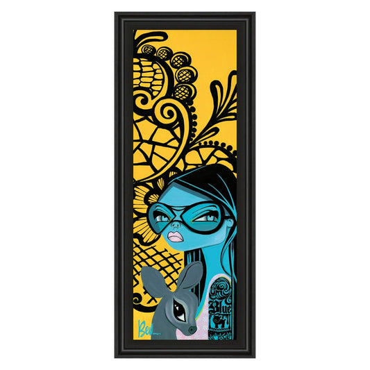 Classy Living Ink Chiffon II 18x42in Wall Art | Contemporary Mixed Media on Paper, Black MDF Frame | Living Room & Office Statement Piece | Model 1352