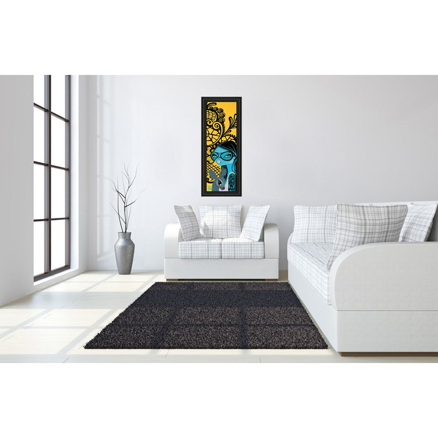 Classy Living Ink Chiffon II 18x42in Wall Art | Contemporary Mixed Media on Paper, Black MDF Frame | Living Room & Office Statement Piece | Model 1352