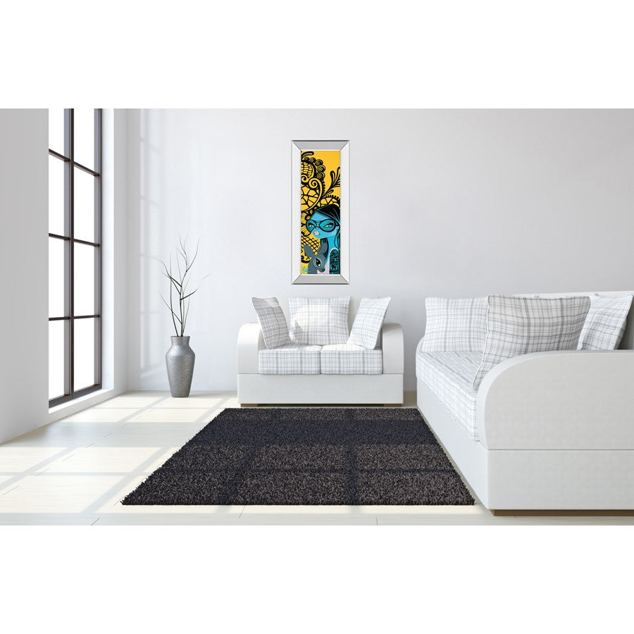 Classy Living Ink Chiffon II 18x42in Wall Art | Contemporary Mixed Media with Mirrored Frame | Living Room & Office Statement Piece | 18 x | Model 1352MF