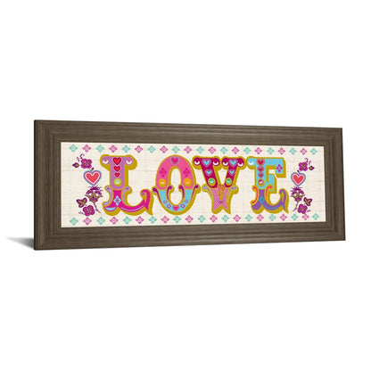 Classy Living First Love 42x18in Wall Art | Transitional Multicolor Paper on MDF in Tranquil Ash Frame | Living Room & Bedroom Decor | 42 x | Model 1354