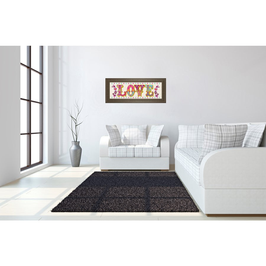Classy Living First Love 42x18in Wall Art | Transitional Multicolor Paper on MDF in Tranquil Ash Frame | Living Room & Bedroom Decor | 42 x | Model 1354