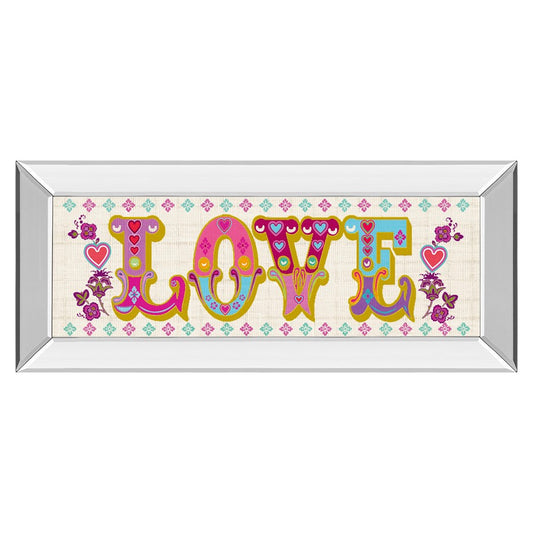 Classy Living First Love 42x18in Wall Art | Transitional Mirrored Frame and Paper Print | Living Room & Bedroom Accent | 42 x 18 x 3 in | Model 1354MF