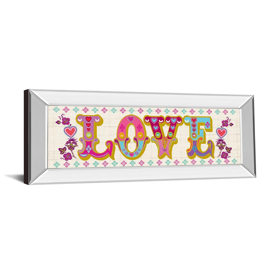 Classy Living First Love 42x18in Wall Art | Transitional Mirrored Frame and Paper Print | Living Room & Bedroom Accent | 42 x 18 x 3 in | Model 1354MF