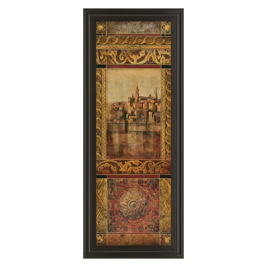 Classy Living New Enchantment I 18x42in Wall Art | Traditional Cityscape on Paper in Dark Chocolate MDF Frame | Living Room & Office Decor | Model 1361