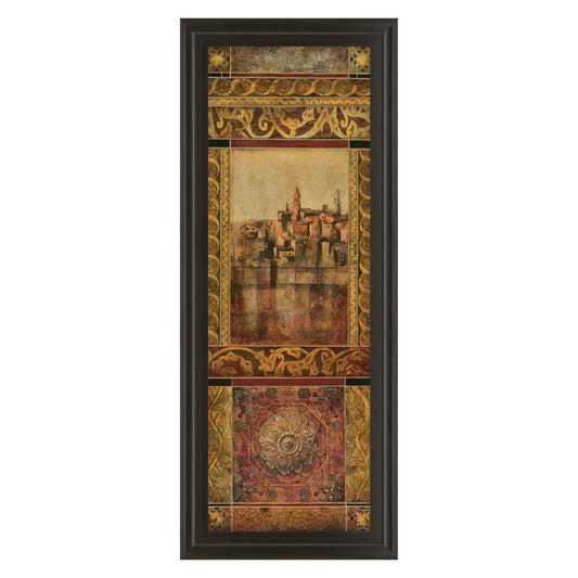 Classy Living New Enchantment I 18x42in Wall Art | Traditional Cityscape on Paper in Dark Chocolate MDF Frame | Living Room & Office Decor | Model 1361