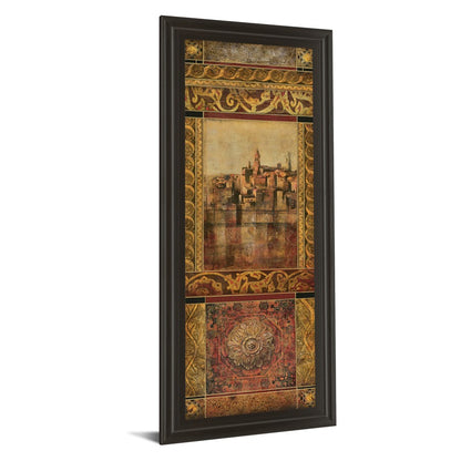 Classy Living New Enchantment I 18x42in Wall Art | Traditional Cityscape on Paper in Dark Chocolate MDF Frame | Living Room & Office Decor | Model 1361