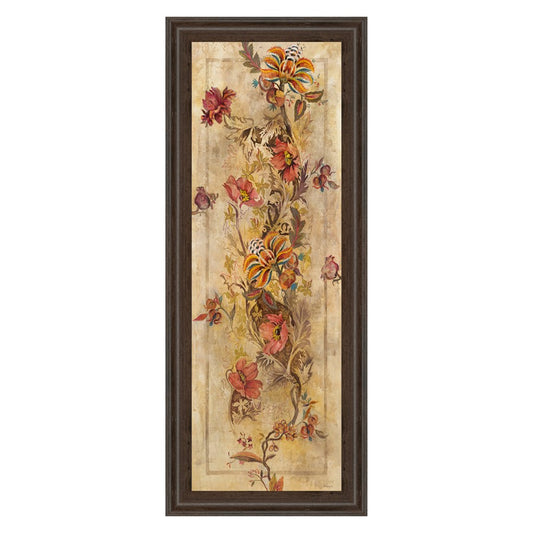 Classy Living Fleur Delicate I 42in Tall Wall Art | Contemporary Botanical Paper Print in Cinnamon Mocha MDF Frame | Living Room, Bedroom & | Model 1363