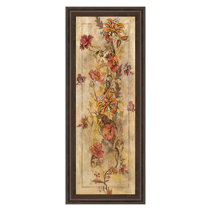 Classy Living Fleur Delicate I 42in Tall Wall Art | Contemporary Botanical Paper Print in Cinnamon Mocha MDF Frame | Living Room, Bedroom & | Model 1363