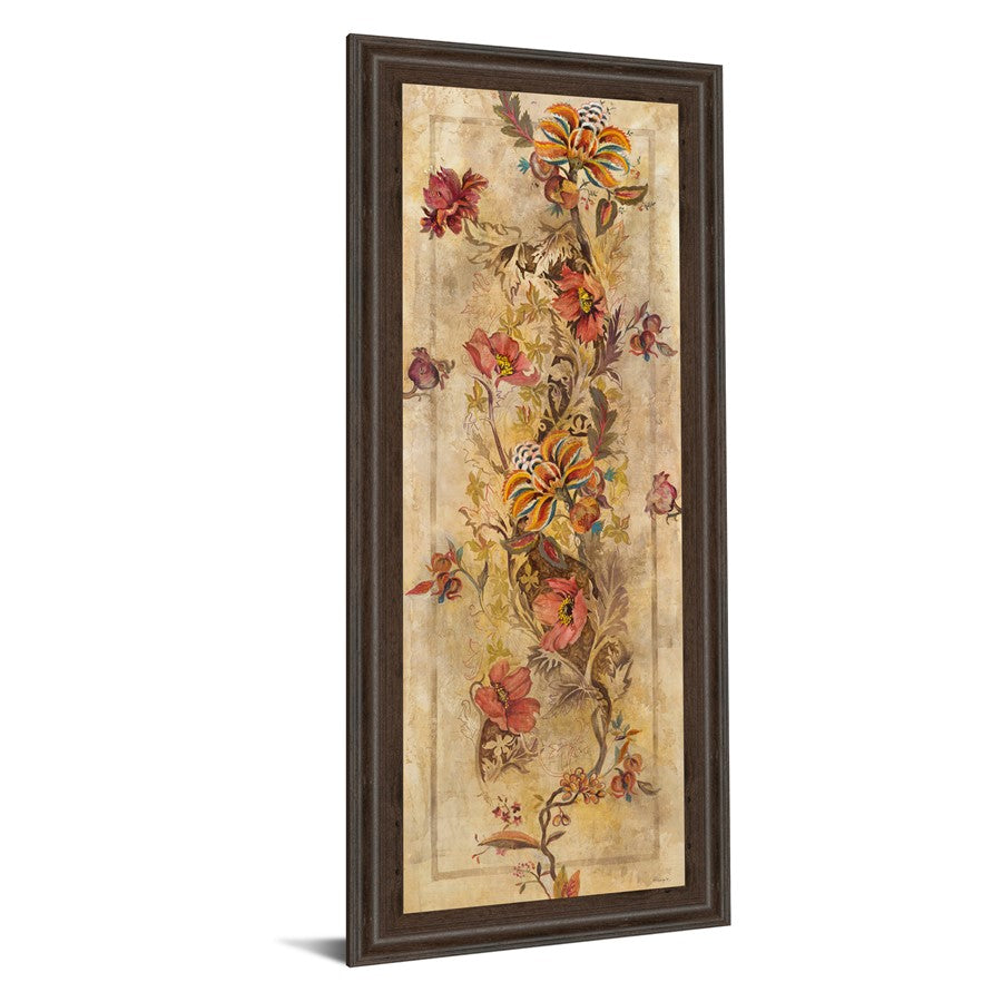 Classy Living Fleur Delicate I 42in Tall Wall Art | Contemporary Botanical Paper Print in Cinnamon Mocha MDF Frame | Living Room, Bedroom & | Model 1363