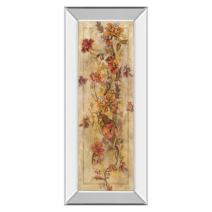 Classy Living Fleur Delicate I 18x42in Wall Art | Contemporary Botanical Print with Mirrored Frame | Living Room, Office & Bedroom Decor | Model 1363MF