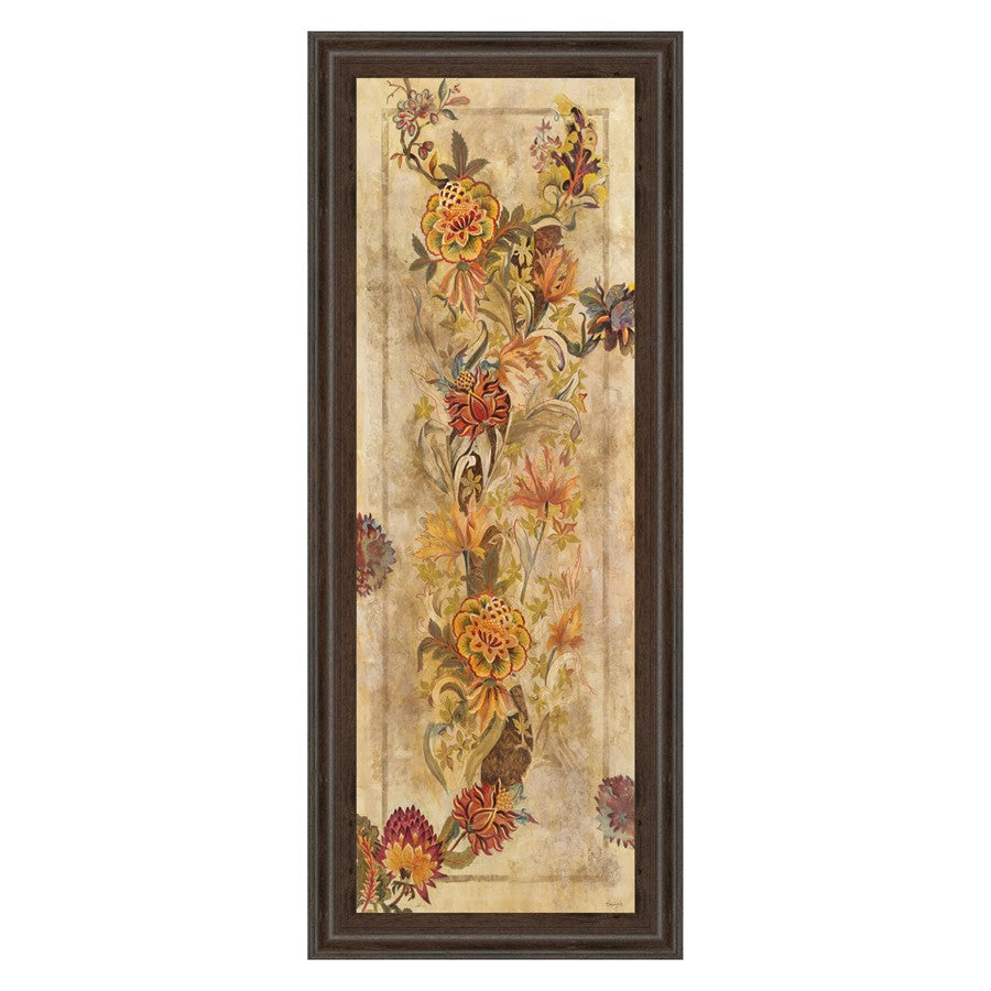 Classy Living Fleur Delicate II Wall Art 18x42in | Contemporary Botanical Print in Brown MDF Frame | Living Room & Bedroom Vertical Decor | Model 1364