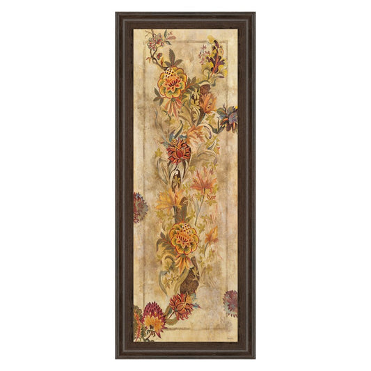 Classy Living Fleur Delicate II Wall Art 18x42in | Contemporary Botanical Print in Brown MDF Frame | Living Room & Bedroom Vertical Decor | Model 1364