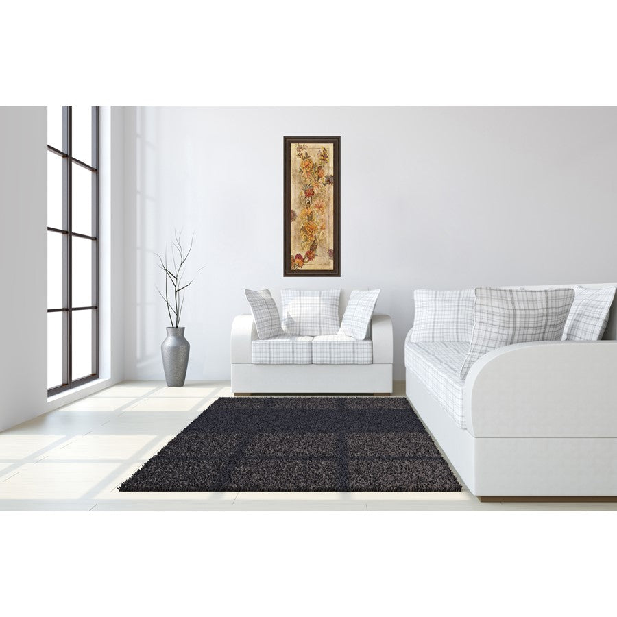 Classy Living Fleur Delicate II Wall Art 18x42in | Contemporary Botanical Print in Brown MDF Frame | Living Room & Bedroom Vertical Decor | Model 1364