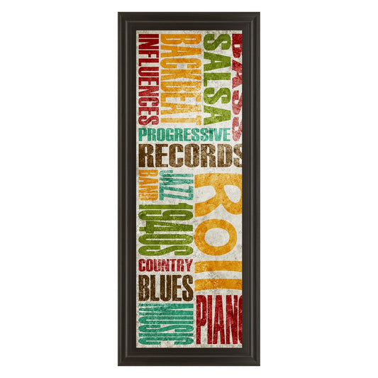Classy Living Retro Groove Typography Wall Art 18x42in | Contemporary Multicolor Paper on MDF Frame | Living Room & Music Room Decor | 1 x 18 | Model 1369