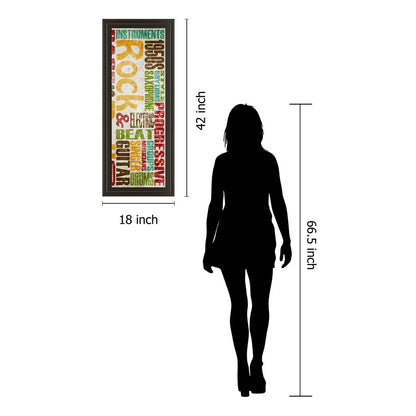 Classy Living Rock & Roll Wall Art 18x42in | Contemporary Multicolor Paper Art in Dark Chocolate MDF Frame | Music Room, Living Room & Office | Model 1370