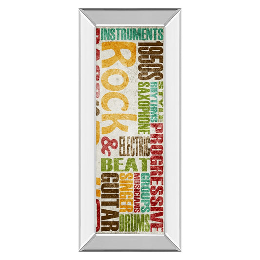 Classy Living Rock & Roll Wall Art 18x42in | Contemporary Multicolor Paper Art with Mirrored Frame | Living Room & Music Room Decor | 18 x | Model 1370MF