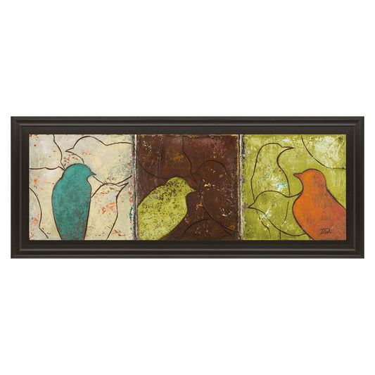 Classy Living Trio of Birds Wall Art 42x18in | Contemporary Multicolor Paper on MDF | Living Room & Office Decor | 1 x 42 x 18 in | Model 1371