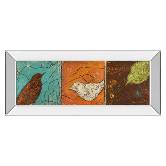 Classy Living Serene Birds Trio 42in Wide Wall Art | Contemporary Mixed Media on Mirrored Frame | Living Room & Office Decor | 42 x 18 x 3 | Model 1372MF