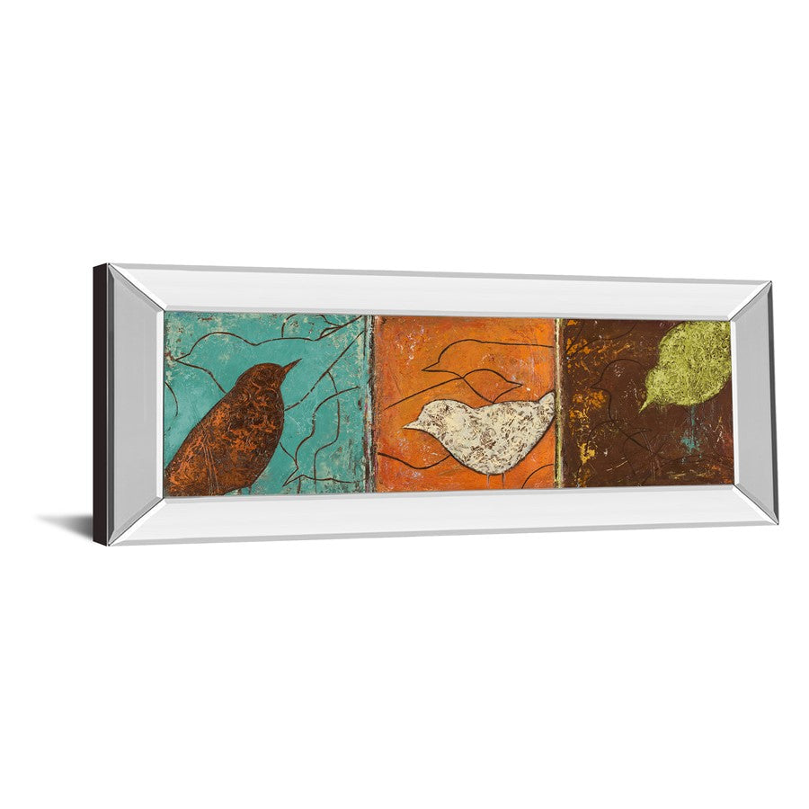 Classy Living Serene Birds Trio 42in Wide Wall Art | Contemporary Mixed Media on Mirrored Frame | Living Room & Office Decor | 42 x 18 x 3 | Model 1372MF