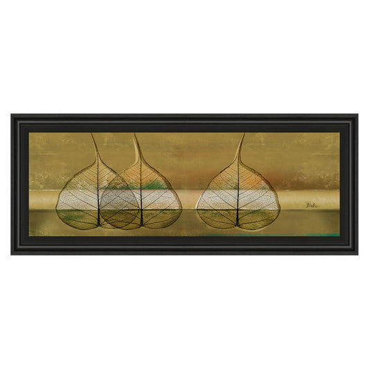 Classy Living Translucent Leaves Wall Art 42x18in | Contemporary Botanical Paper Art in Midnight Aura Frame | Living Room & Office Decor | 1 | Model 1374