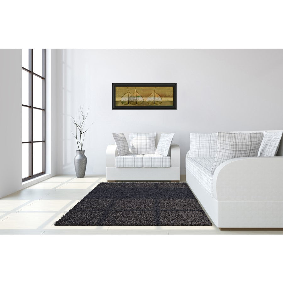 Classy Living Translucent Leaves Wall Art 42x18in | Contemporary Botanical Paper Art in Midnight Aura Frame | Living Room & Office Decor | 1 | Model 1374