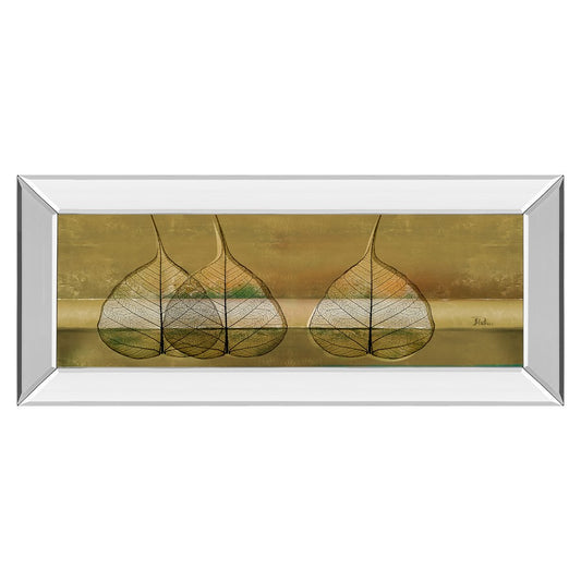 Classy Living Translucent Leaves Wall Art 42x18in | Contemporary Botanical Print with Mirrored Frame | Living Room & Office Decor | 42 x 18 | Model 1374MF