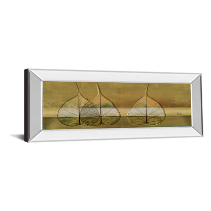Classy Living Translucent Leaves Wall Art 42x18in | Contemporary Botanical Print with Mirrored Frame | Living Room & Office Decor | 42 x 18 | Model 1374MF
