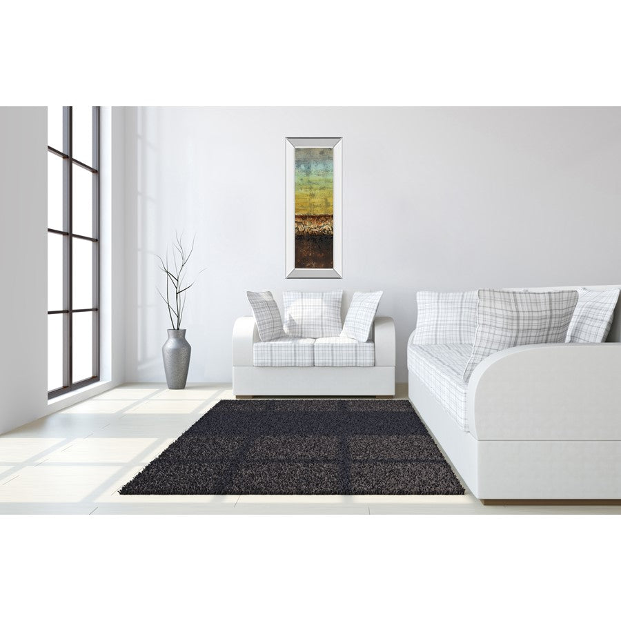 Classy Living Subterranean I 18x42in Wall Art | Contemporary Abstract Mixed Media with Mirrored Frame | Living Room & Office Decor | 3 x 18 | Model 1375MF