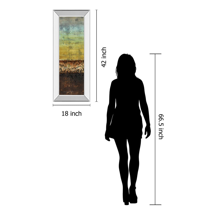 Classy Living Subterranean I 18x42in Wall Art | Contemporary Abstract Mixed Media with Mirrored Frame | Living Room & Office Decor | 3 x 18 | Model 1375MF