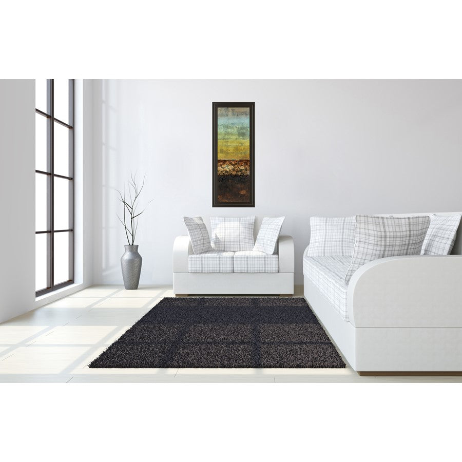Classy Living Subterranean Layers 18x42in Wall Art | Contemporary Mixed Media on Paper in Dark Chocolate MDF Frame | Living Room & Office | Model 1376