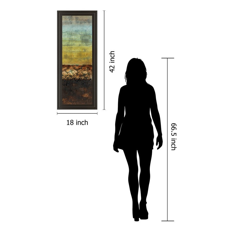 Classy Living Subterranean Layers 18x42in Wall Art | Contemporary Mixed Media on Paper in Dark Chocolate MDF Frame | Living Room & Office | Model 1376