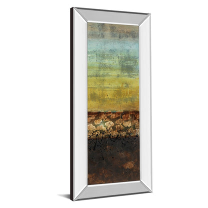 Classy Living Subterranean Layers 18x42in Rectangle Wall Art | Contemporary Mixed Media with Mirrored Frame | Living Room & Office Decor | Model 1376MF