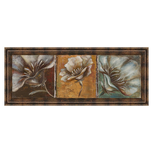Classy Living Three Poppies I 42x18in Wall Art | Contemporary Multicolor Paper on MDF in Dark Chocolate Frame | Living Room & Bedroom | Model 1377