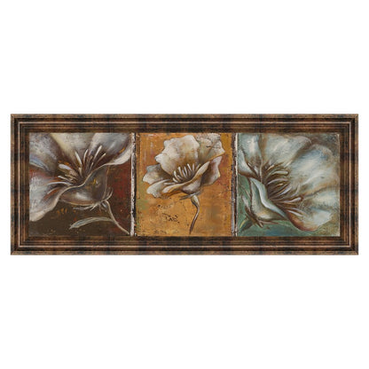 Classy Living Three Poppies I 42x18in Wall Art | Contemporary Multicolor Paper on MDF in Dark Chocolate Frame | Living Room & Bedroom | Model 1377