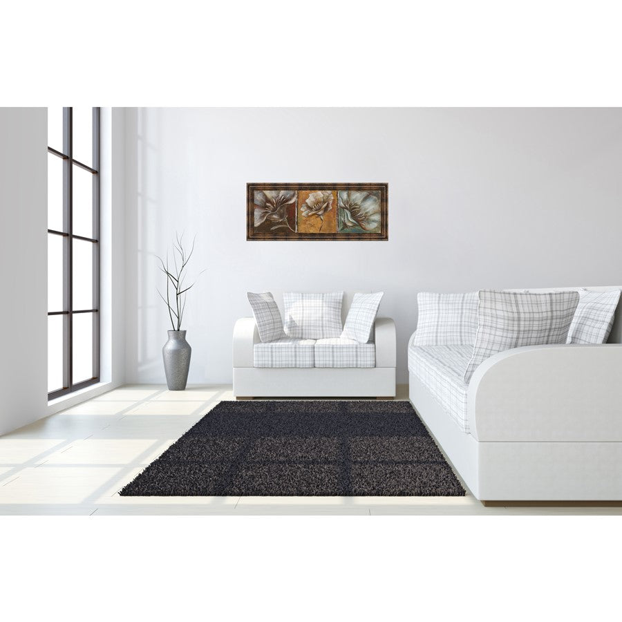 Classy Living Three Poppies I 42x18in Wall Art | Contemporary Multicolor Paper on MDF in Dark Chocolate Frame | Living Room & Bedroom | Model 1377