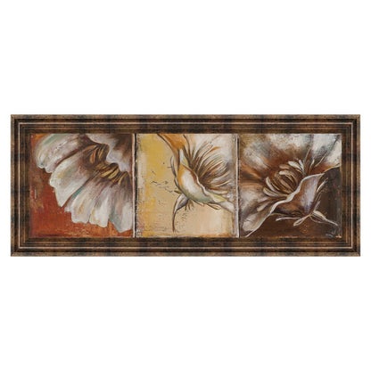 Classy Living Three Poppies II 42x18in Wall Art | Contemporary Mixed Media on Paper in Dark Chocolate MDF Frame | Living Room & Bedroom | Model 1378