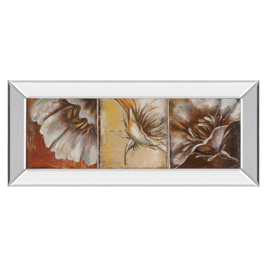 Classy Living Three Poppies II 42x18in Wall Art | Contemporary Multicolor Paper on Mirrored Frame | Living Room & Bedroom Decor | 42 x 18 x | Model 1378MF