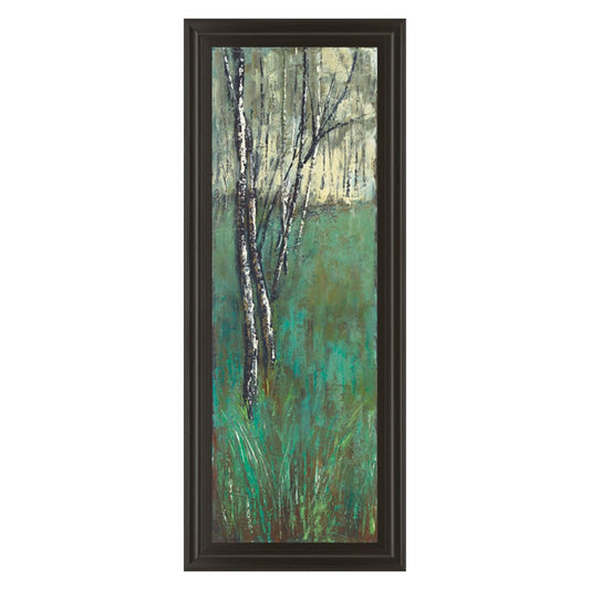 Classy Living Verdant Birchscape 18x42in Wall Art | Contemporary Graphic Art on Paper in Dark Chocolate MDF Frame | Living Room & Office | Model 1380