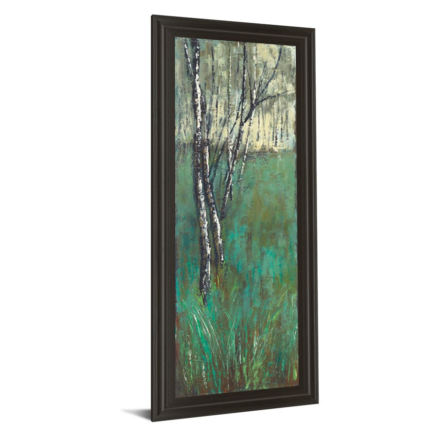 Classy Living Verdant Birchscape 18x42in Wall Art | Contemporary Graphic Art on Paper in Dark Chocolate MDF Frame | Living Room & Office | Model 1380