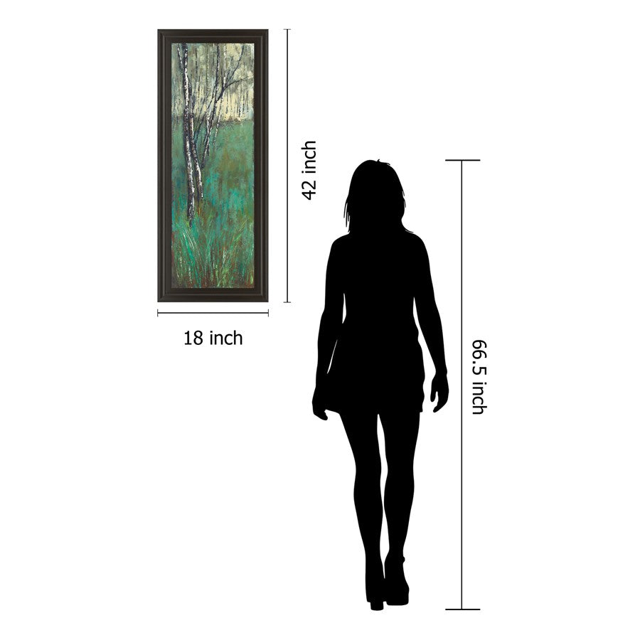 Classy Living Verdant Birchscape 18x42in Wall Art | Contemporary Graphic Art on Paper in Dark Chocolate MDF Frame | Living Room & Office | Model 1380