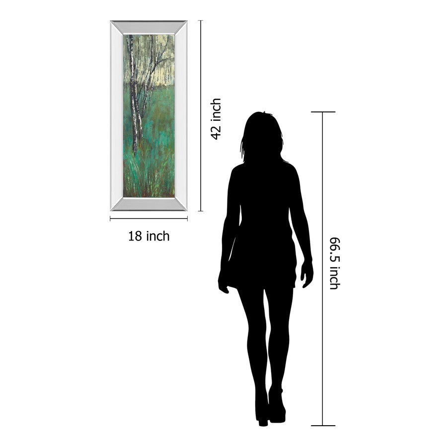 Classy Living Verdant Birchscape 18x42in Wall Art | Contemporary Graphic Art on Paper with Mirrored Frame | Living Room & Office Decor | 3 | Model 1380MF