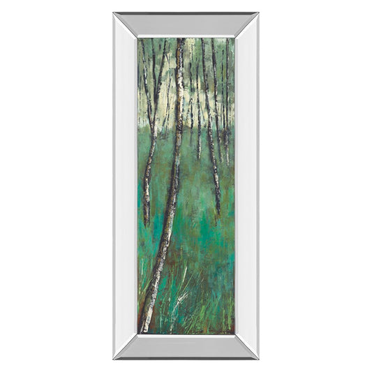 Classy Living Birch Forest Glow 18x42in Wall Art | Contemporary Mixed Media on Paper in Mirrored Frame | Living Room & Bedroom Nature Decor | Model 1381MF
