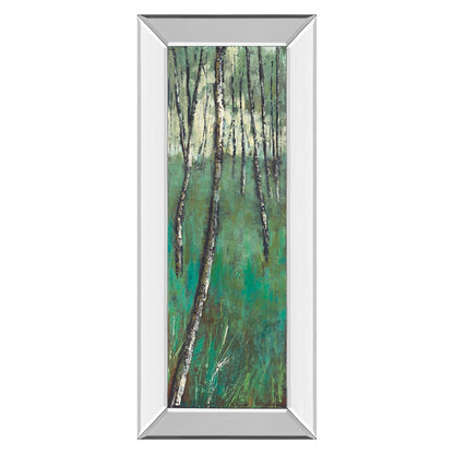 Classy Living Birch Forest Glow 18x42in Wall Art | Contemporary Mixed Media on Paper in Mirrored Frame | Living Room & Bedroom Nature Decor | Model 1381MF