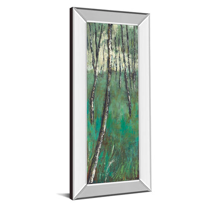Classy Living Birch Forest Glow 18x42in Wall Art | Contemporary Mixed Media on Paper in Mirrored Frame | Living Room & Bedroom Nature Decor | Model 1381MF