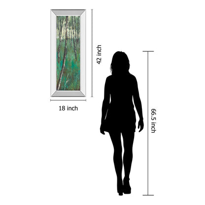 Classy Living Birch Forest Glow 18x42in Wall Art | Contemporary Mixed Media on Paper in Mirrored Frame | Living Room & Bedroom Nature Decor | Model 1381MF