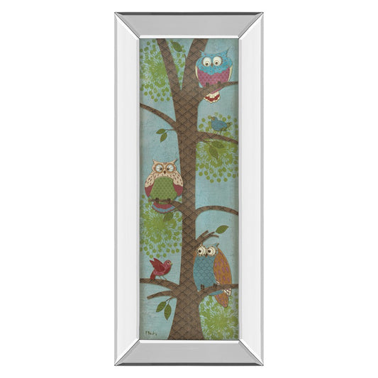 Classy Living Whimsical Owls 18x42in Wall Art | Contemporary Mirrored Frame | Kids Bedroom & Playroom Decor | 18 x 42 x 3 in | Model 1389MF