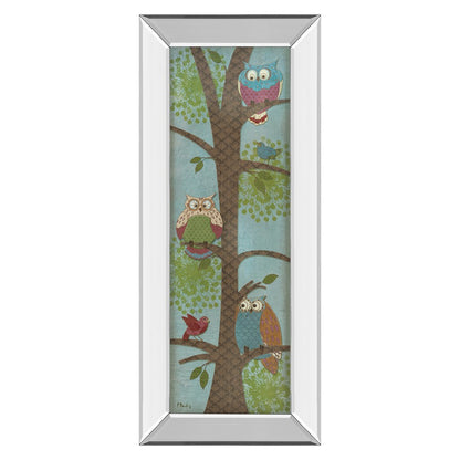 Classy Living Whimsical Owls 18x42in Wall Art | Contemporary Mirrored Frame | Kids Bedroom & Playroom Decor | 18 x 42 x 3 in | Model 1389MF