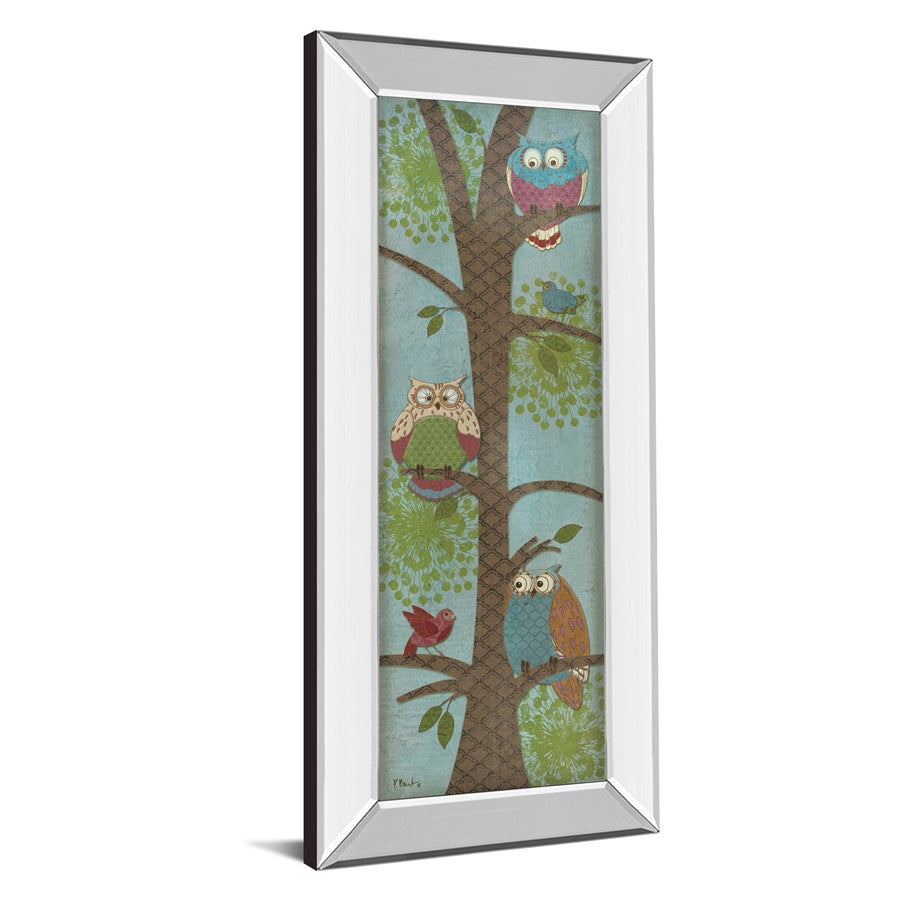 Classy Living Whimsical Owls 18x42in Wall Art | Contemporary Mirrored Frame | Kids Bedroom & Playroom Decor | 18 x 42 x 3 in | Model 1389MF